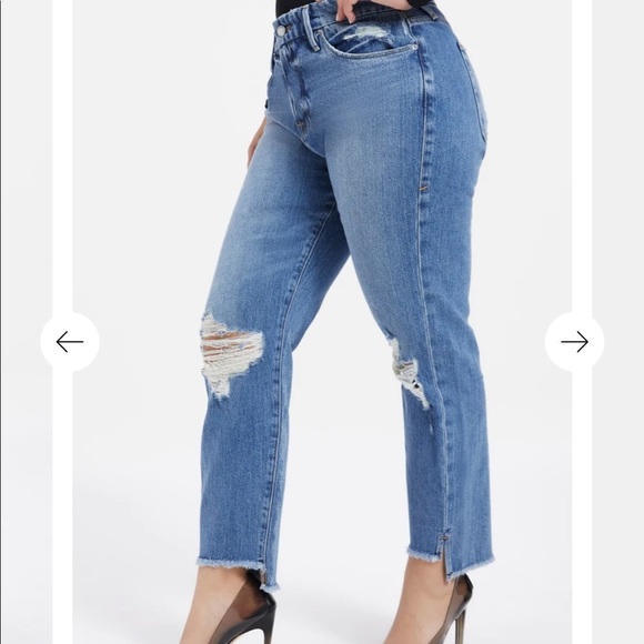 Good American Distressed Good Girlfriend Jeans Side Step Straight Leg Plus Size - Picture 4 of 14